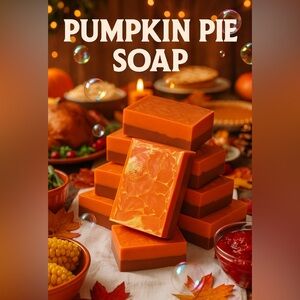 Bundle of 3Pumpkin pie holiday festive handmade soap 3. Oz each 9 oz total